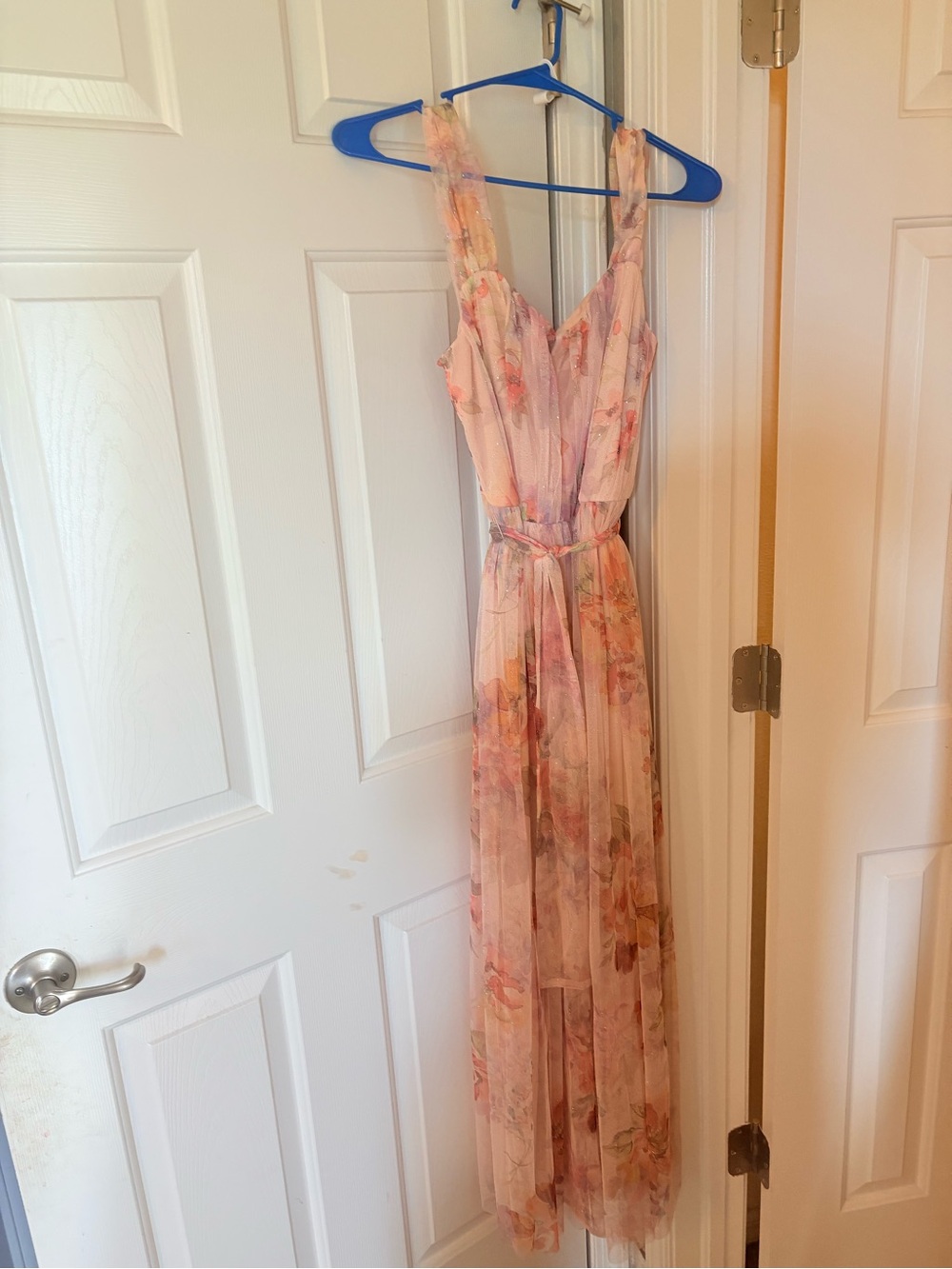 Floral Chiffon Maxi Dress - Pink Peach